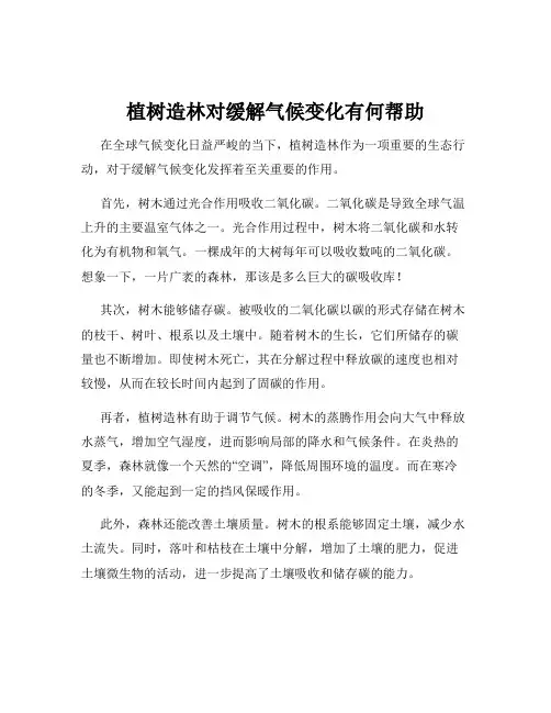 植树造林对缓解气候变化有何帮助