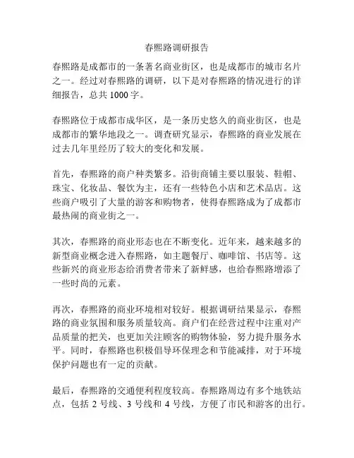 春熙路调研报告