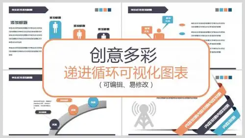 创意多彩递进循环可视化PPT图表