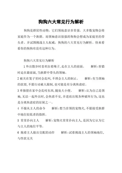 狗狗六大常见行为解析