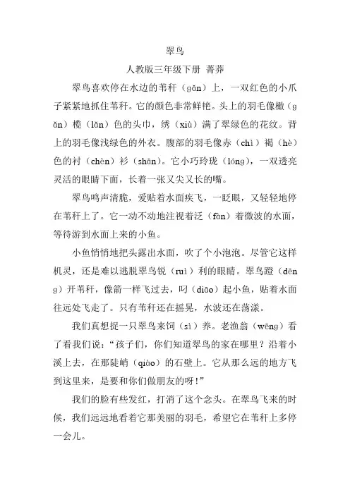 翠鸟 课文 带拼音