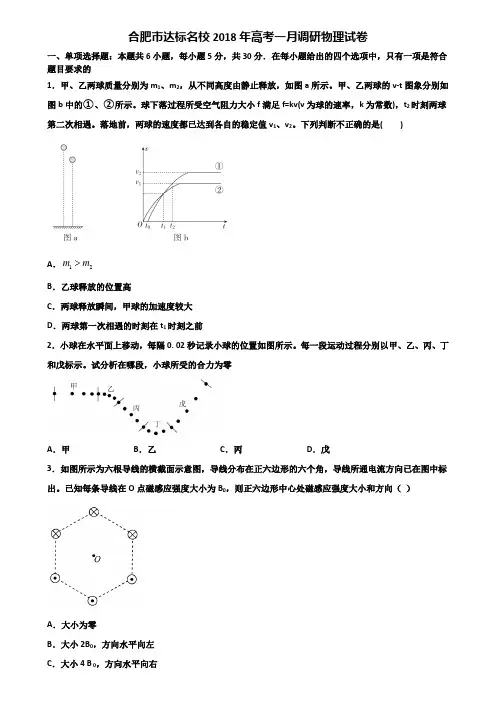 合肥市达标名校2018年高考一月调研物理试卷含解析