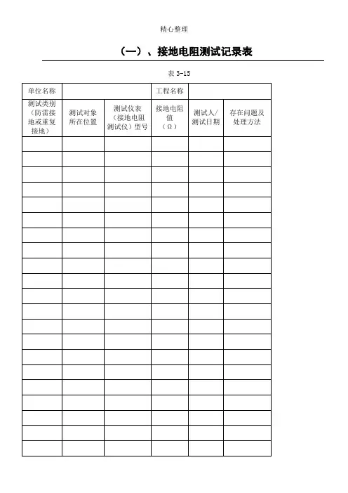 接地电阻测试记录表格模板