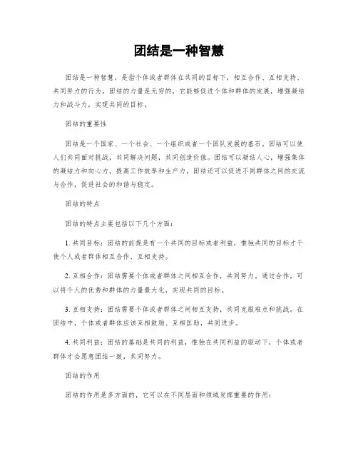 团结是一种智慧