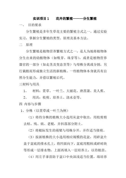高职花卉生产技术实训指导