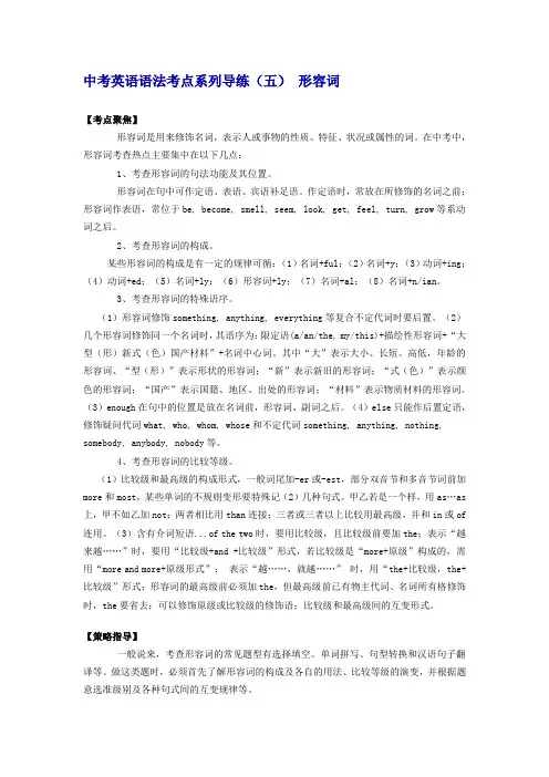 中考英语语法考点系列导练(五) 形容词