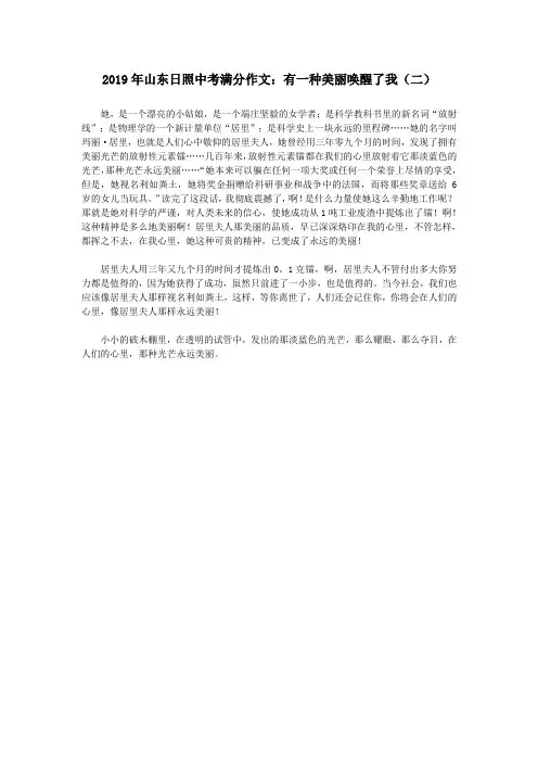 山东省日照市2019年中考语文满分作文有一种美丽唤醒了我二
