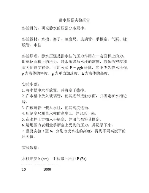 静水压强实验报告