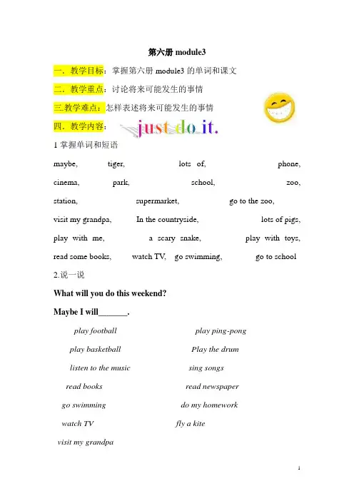 新标准小学英语第六册module3  外研社