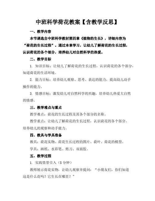 中班科学荷花教案【含教学反思】