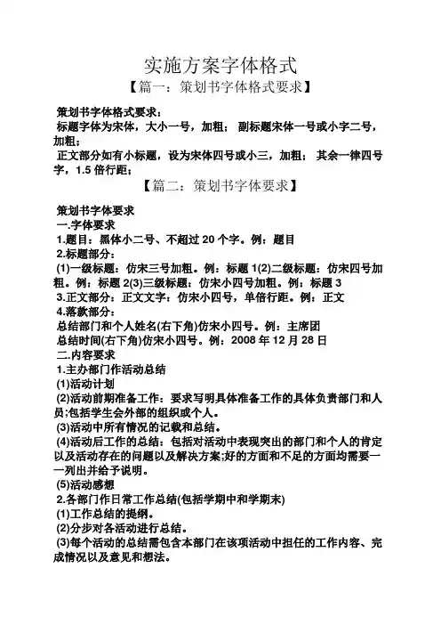 实施方案字体格式