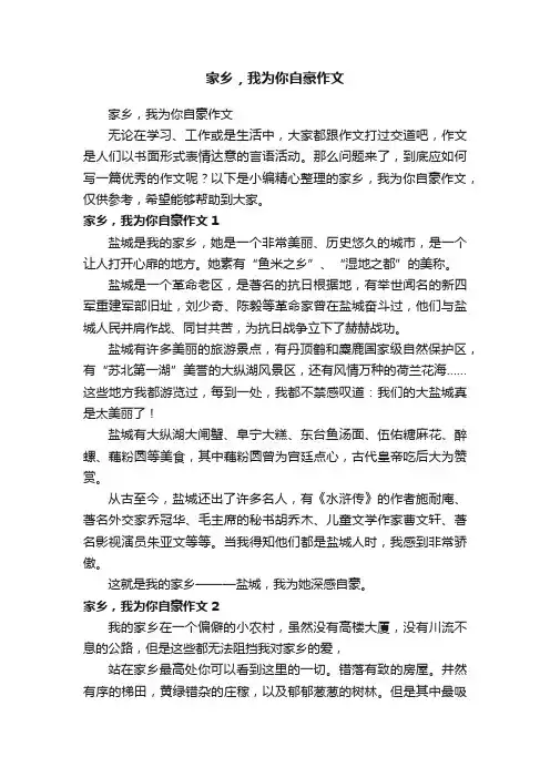 家乡，我为你自豪作文
