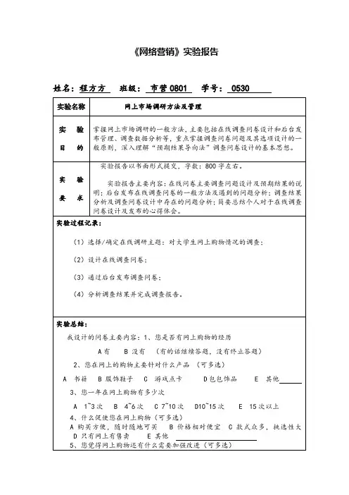 网络营销实验报告模板(2)