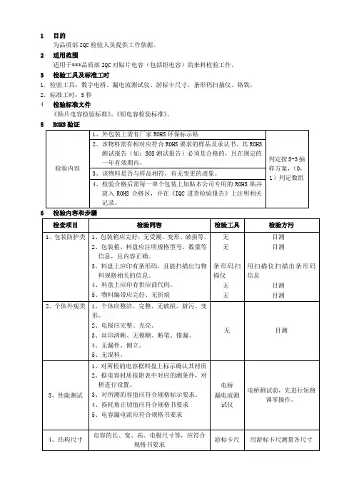 贴片电容检验作业指导书