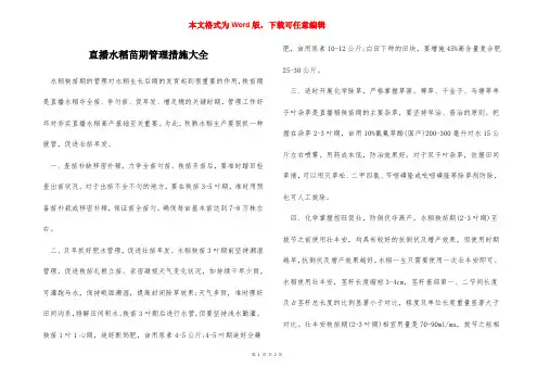 直播水稻苗期管理措施大全
