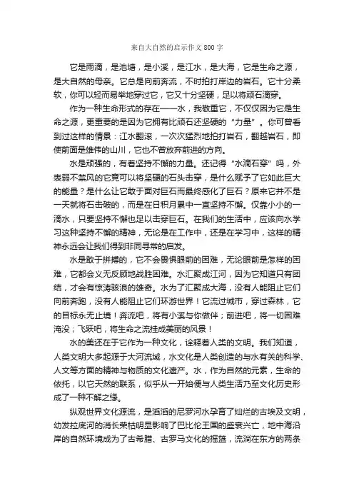 来自大自然的启示作文800字_高二作文_