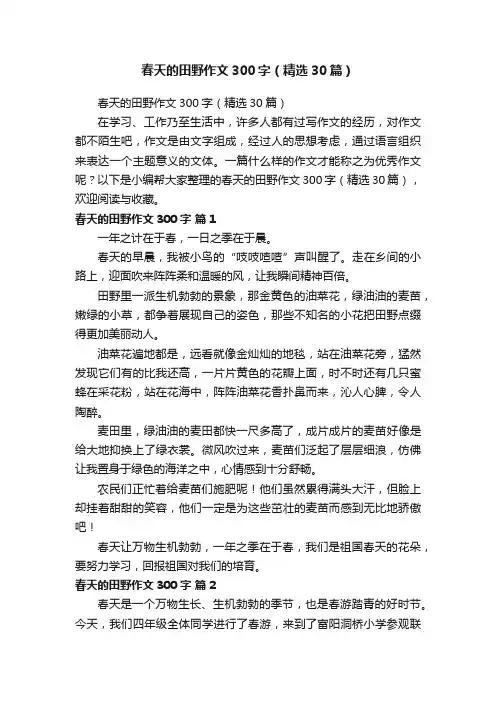 春天的田野作文300字（精选30篇）