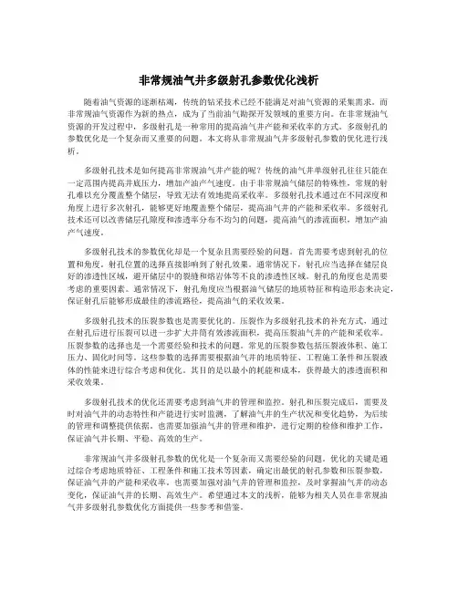 非常规油气井多级射孔参数优化浅析