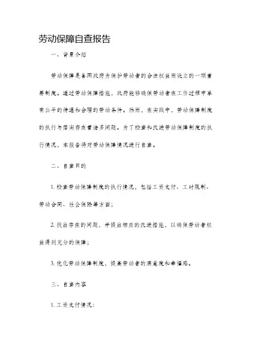 劳动保障自查报告