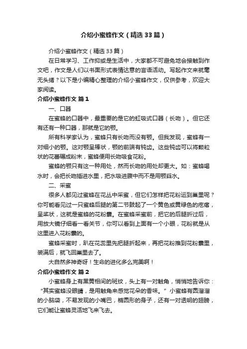 介绍小蜜蜂作文（精选33篇）
