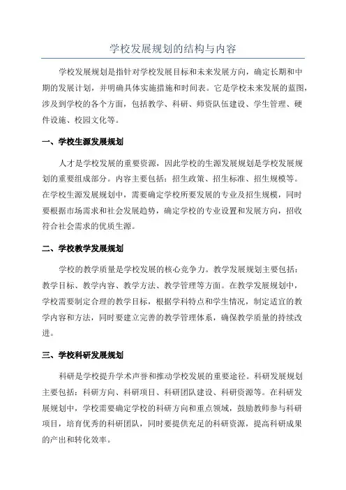 学校发展规划的结构与内容