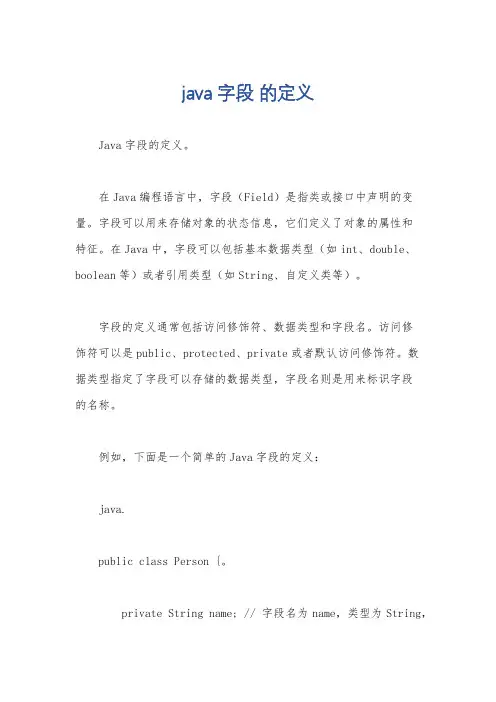 java 字段 的定义