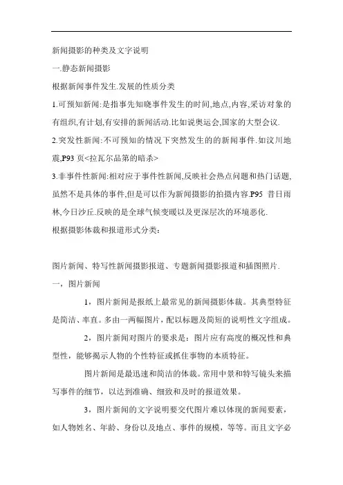 新闻摄影的种类及文字说明