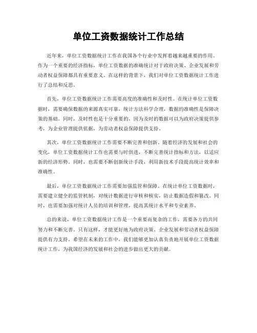 单位工资数据统计工作总结