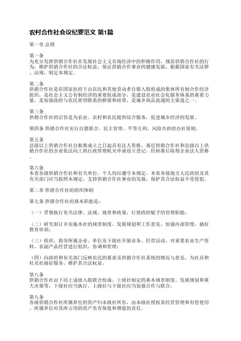 农村合作社会议纪要范文(精选3篇)