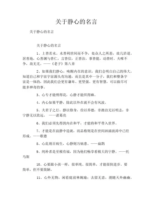 关于静心的名言