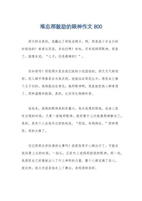难忘那鼓励的眼神作文800