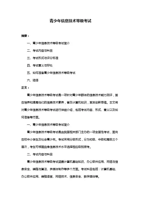 青少年信息技术等级考试