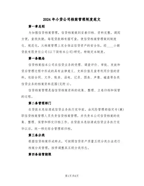 2024年小贷公司档案管理制度范文（二篇）