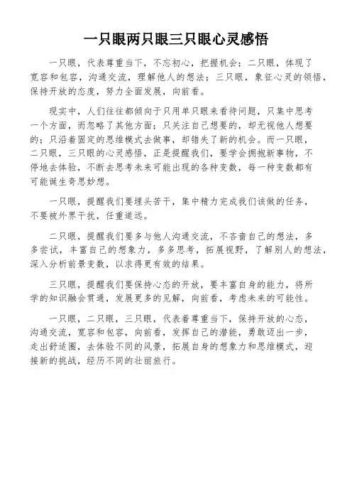一只眼两只眼三只眼心灵感悟
