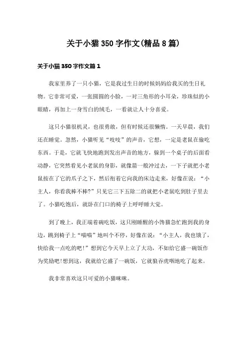 关于小猫350字作文(精品8篇)