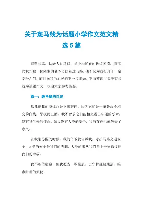 关于斑马线为话题小学作文范文精选5篇