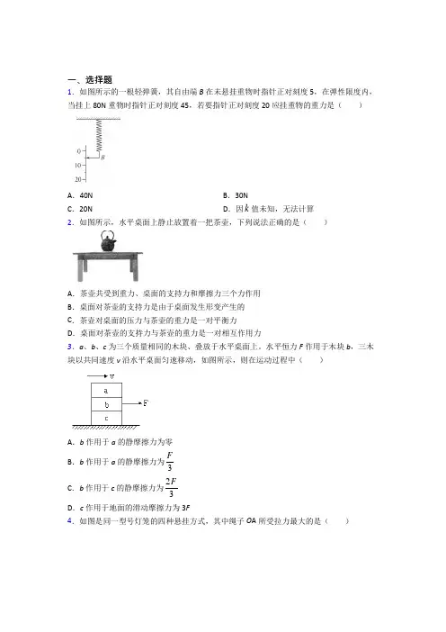 新人教版高中物理必修一第三章《相互作用》测试卷(包含答案解析)