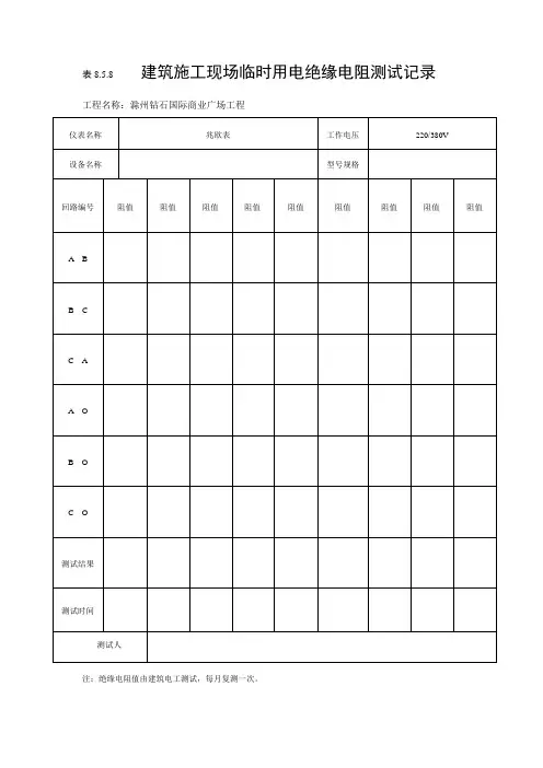 绝缘电阻测试记录