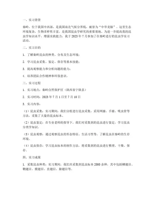 秦岭昆虫学实习报告