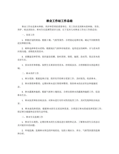 林业工作站工作总结