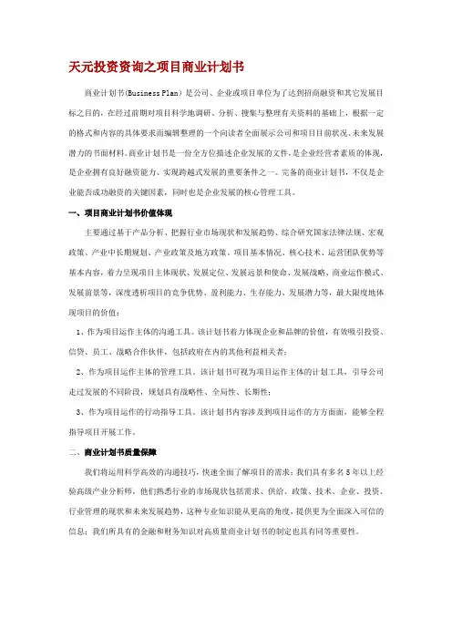 项目融资商业计划书