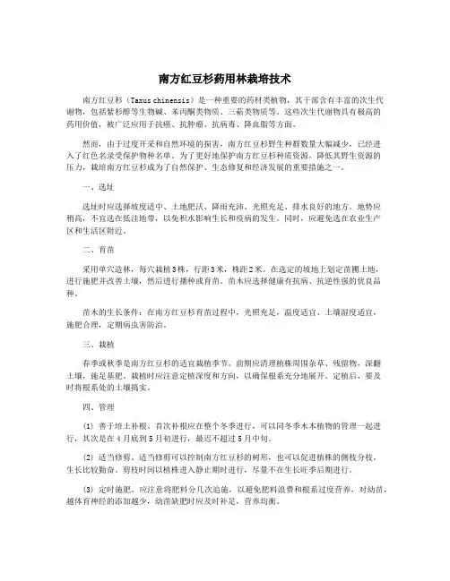 南方红豆杉药用林栽培技术