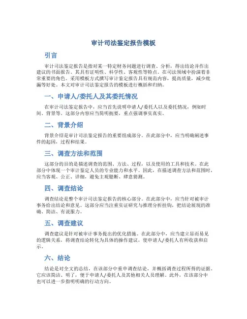 审计司法鉴定报告模板