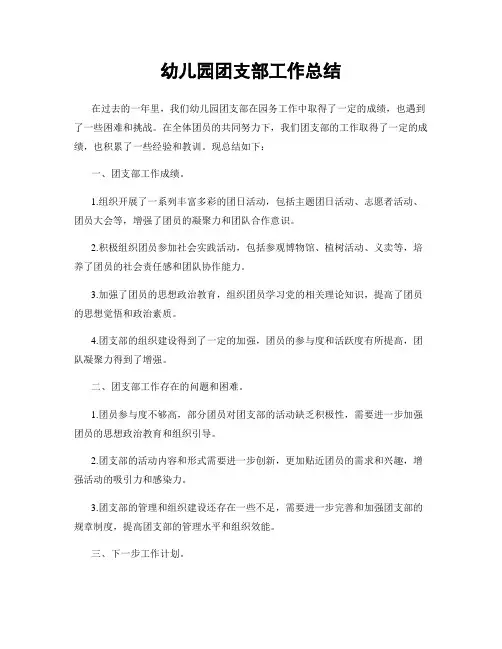 幼儿园团支部工作总结