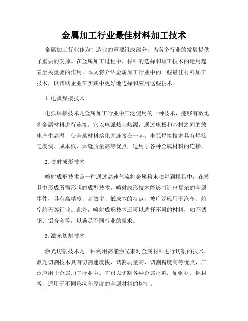 金属加工行业最佳材料加工技术
