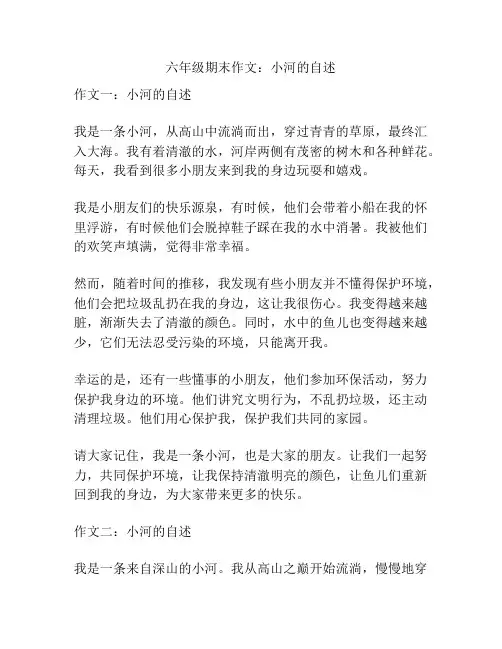 六年级期末作文：小河的自述