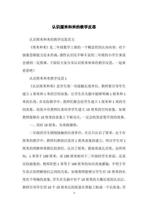 认识厘米和米的教学反思
