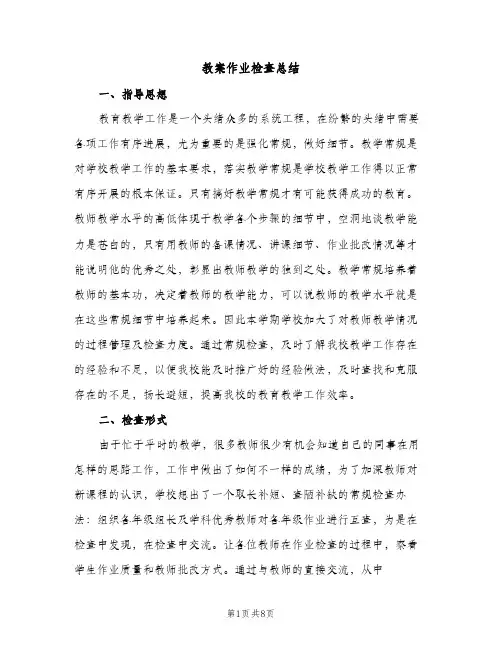 教案作业检查总结（2篇）