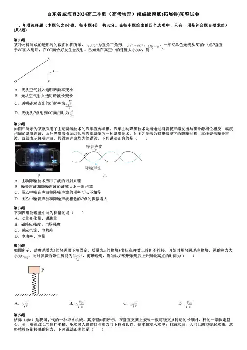 山东省威海市2024高三冲刺(高考物理)统编版摸底(拓展卷)完整试卷