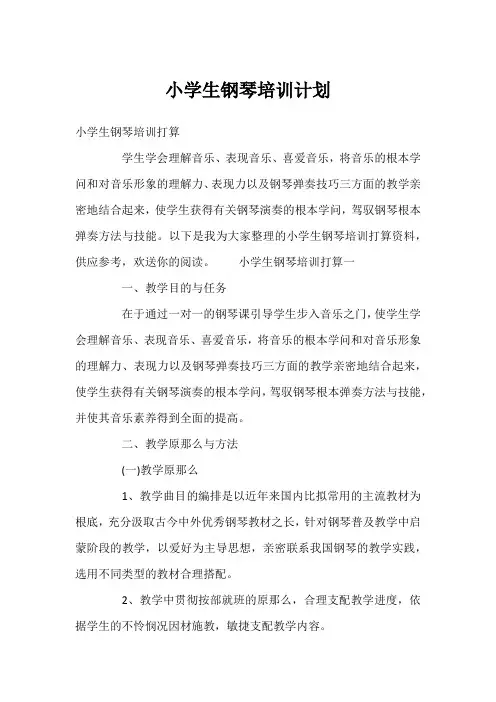 小学生钢琴培训计划